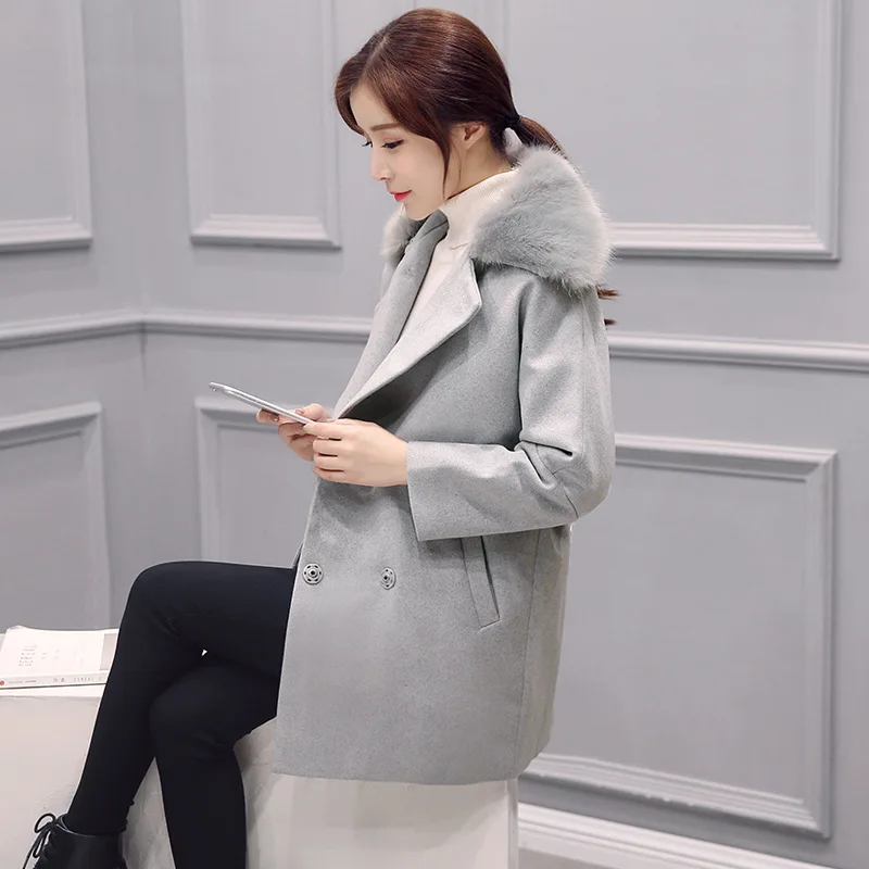 Office Lady Women Winter Wool Blend Coat Slim Covered Button and Jacket Regular Outerwear | Женская одежда