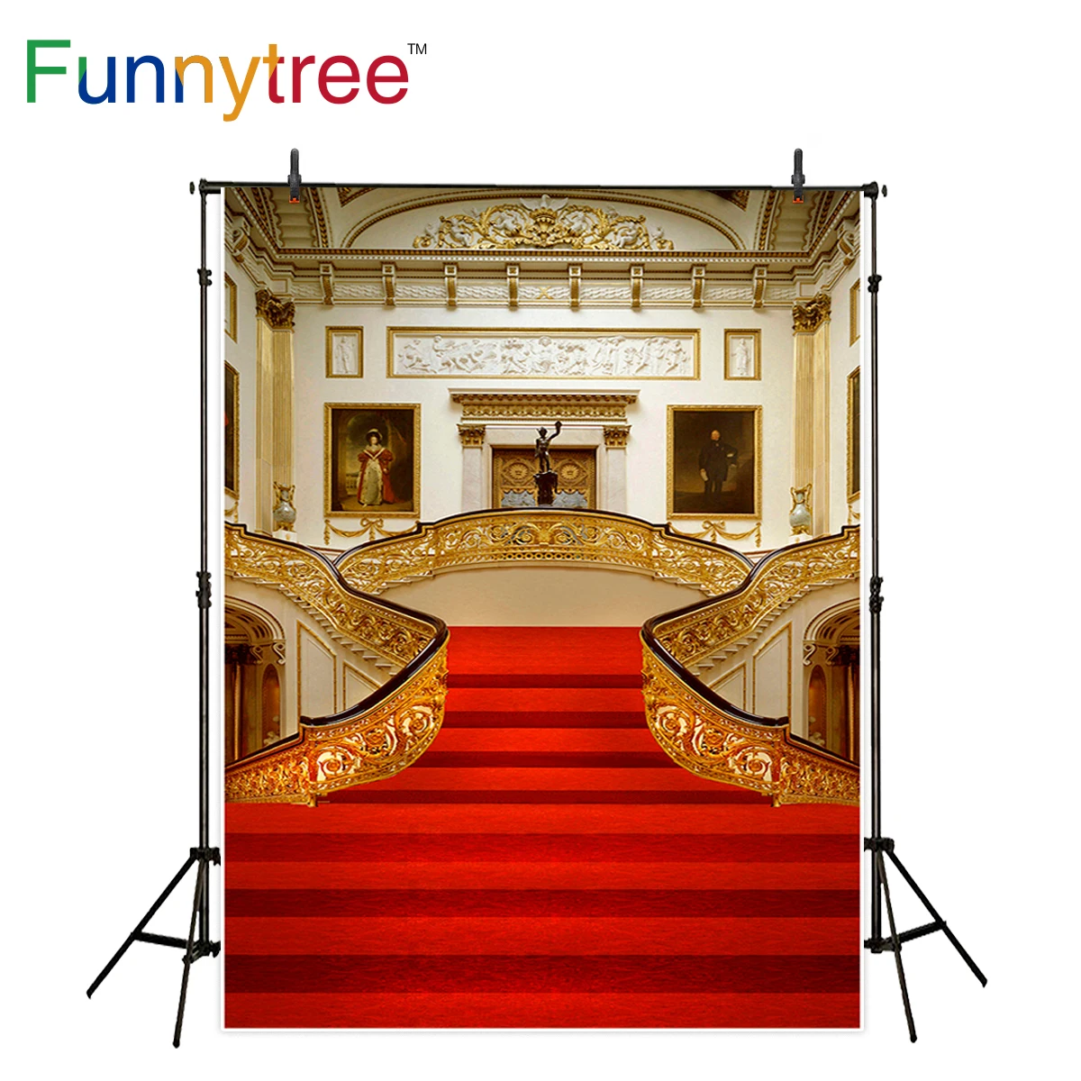 Роскошный фон Funnytree для фотосъемки с изображением дворца красная ковровая