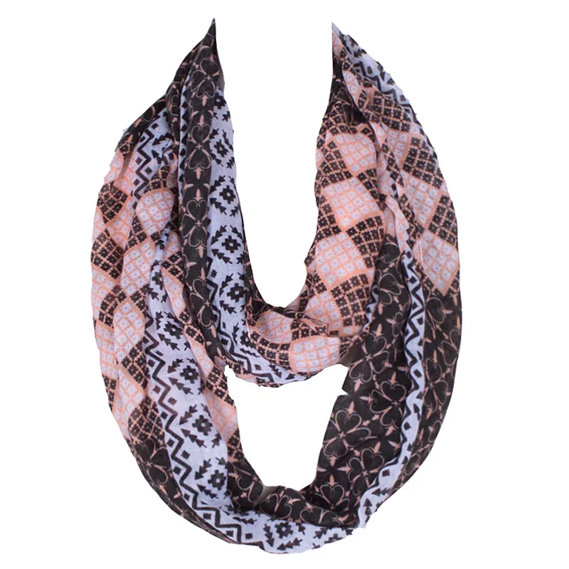 Женский шарф кольцо в горошек из полиэстера 180x50 см|ring scarf|loop scarffashion scarf |