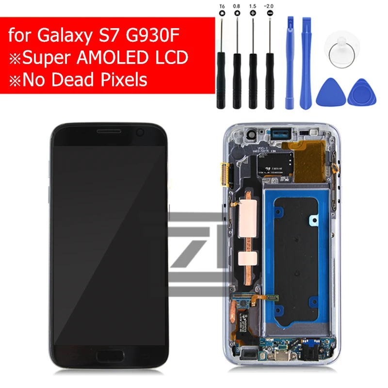 100% новый ЖК дисплей для Samsung Galaxy S7 G930F дигитайзер сенсорного экрана с рамкой в