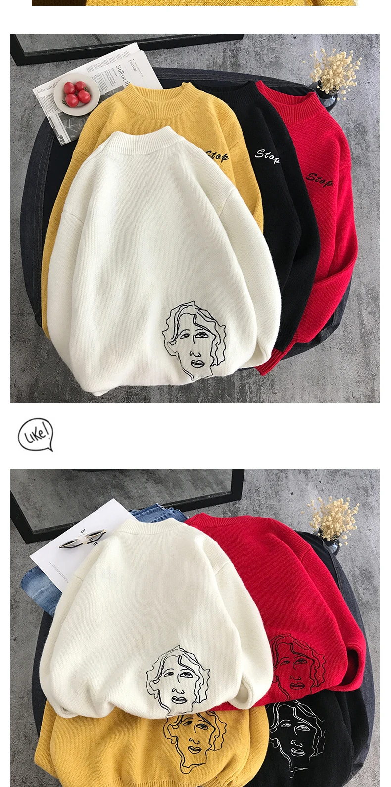 LEGIBLE Men Hip Hop Sweater Mens Autumn Winter Designer Pullover Sweater Male Loose Solid Harajuku Clothing Colorful