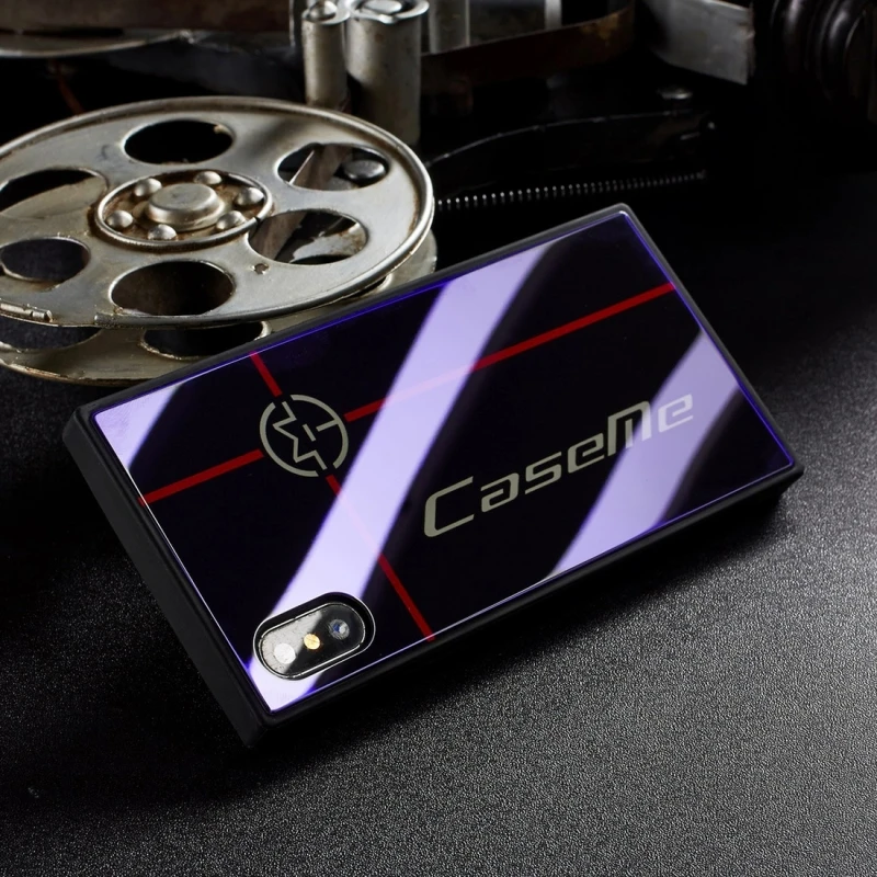 CaseMe круговой логотип узор Роскошные Грязезащищенная Coque TPU + PC синий свет Стекло