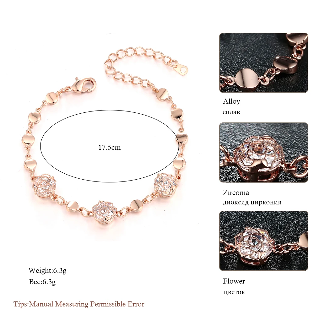 Meyfflin Fashion Zirconia Flower Bracelets for Women Crystal Charm &amp Bangles Female Gold Color Chain Pulseras Jewelry | Украшения и