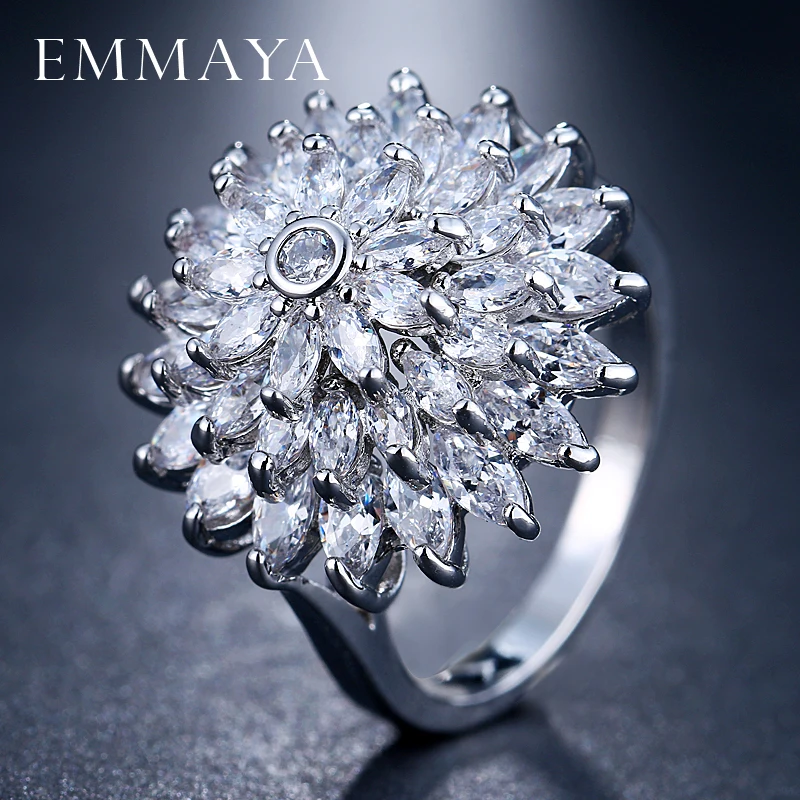 EMMAYA Flash AAA Cz ювелирные изделия Модные перстни в форме цветка для женщин