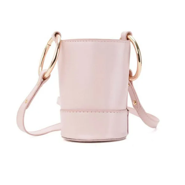 Pink PUDCOCO/однотонная сумка на плечо для маленьких девочек; маленькая сумка через плечо Для монет; кожаная милая сумка-мешок - Color: Pink