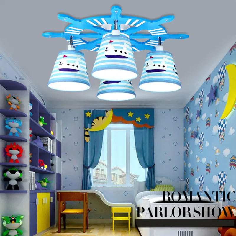 Модные детские потолочные светильники Пиратская лодка рулевое колесо