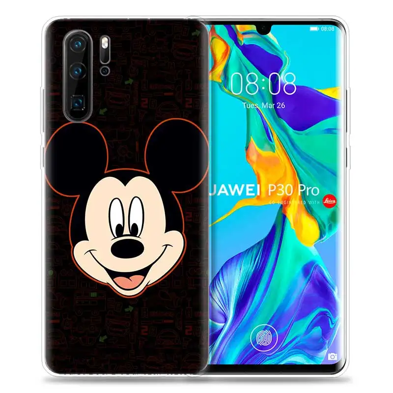 Чехол для huawei P30 P20 P10 P9 mate 10 20 Lite Pro, чехол для мобильного телефона P Smart Z Plus, чехол для влюбленных с поцелуями, Микки и Минни Маус