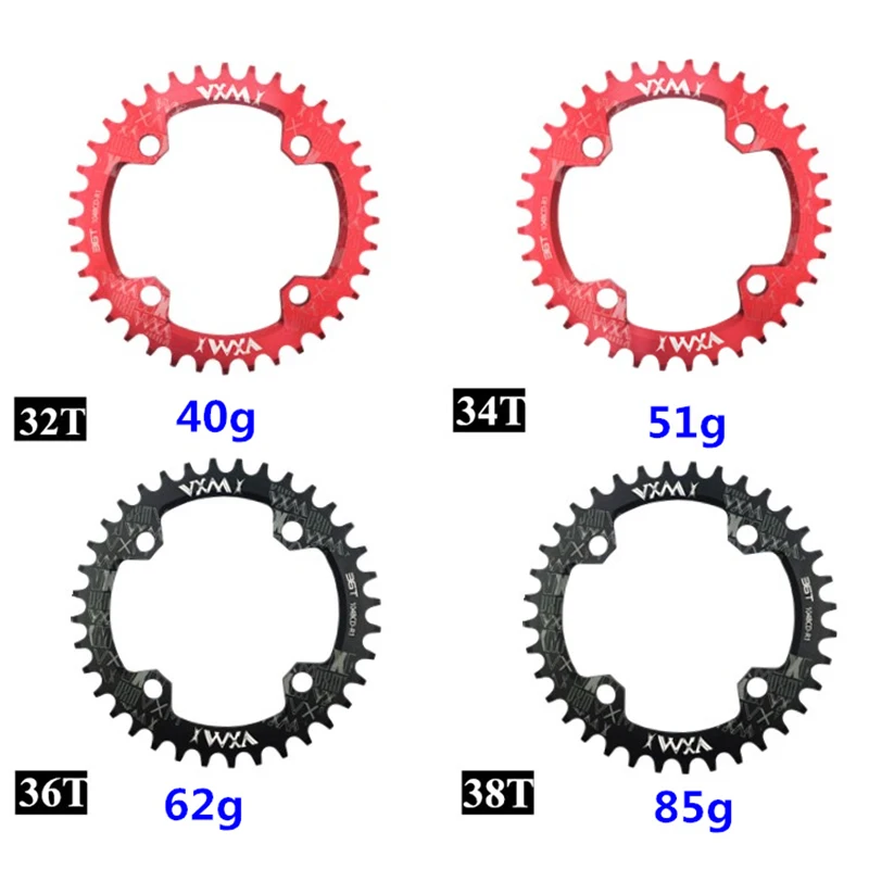 Велосипед vxm Crank 104BCD круглый Овальный 32 T 34 T 36 T 38 T цепь узкая широкая MTB дорожный велосипед одна кривошипная система со звездочкой черный/красный
