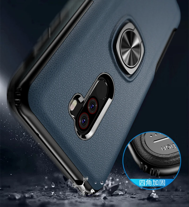 Противоударный защитный чехол для Xiaomi POCOPHONE F1, металлическое кольцо на палец, подставка, магнитный кронштейн, задняя крышка, Xiaomi POCOPHONE F1, чехол s