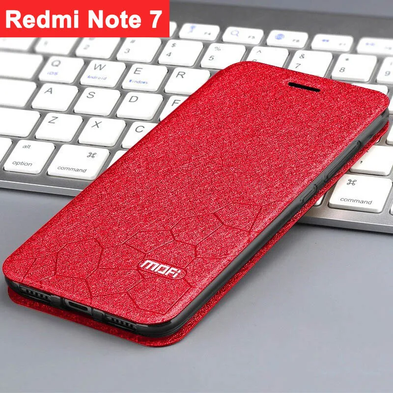 Чехол для Xiaomi redmi note 7, чехол для redmi note 7, флип-чехол, чехол-книжка, кожаный чехол для redmi note 7, силиконовый чехол для redmi note 7 mofi - Цвет: Red