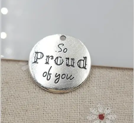 Подвеска с надписью So Proud Of You 20 шт./лот диаметр 25 мм|charm pendant|charm letterpendant charms |