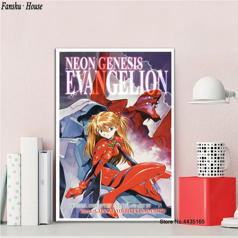 Постеры и принты неоновый бытие Evangelion постер японское аниме Настенная картина холст живопись для гостиной украшение дома - Цвет: Красный