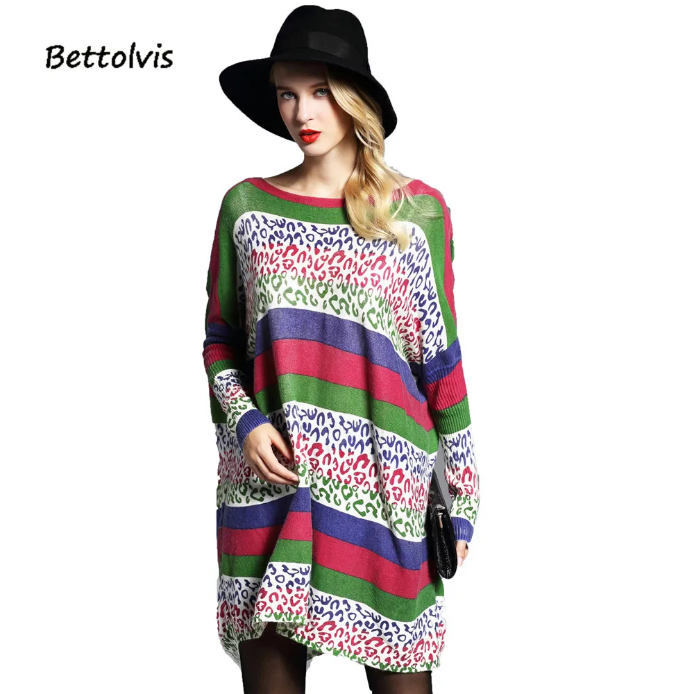 2017 новые осенние Повседневное Для женщин Свитеры для Мода Batwing рукавом печати