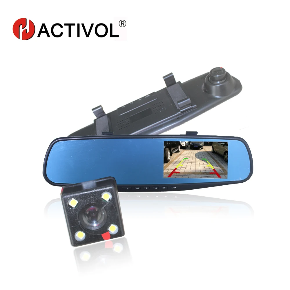 Сверхтонкий Автомобильный видеорегистратор, зеркало заднего вида, Автомобильный видеорегистратор с двумя объективами, видеорегистратор ...