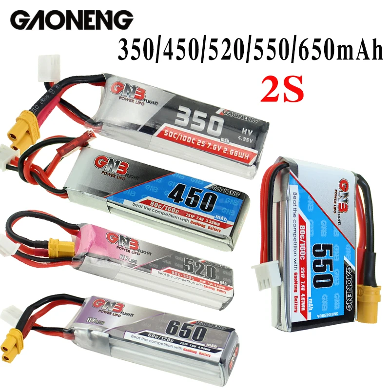 

Gaoneng GNB 350/450/520/550/650mAh 2S HV Lipo Battery XT30 Plug for Beta75X RC Drone FPV Racing
