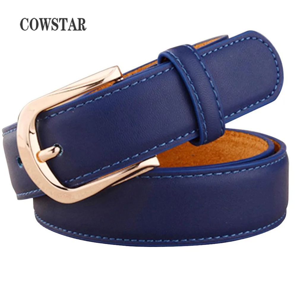 Женские винтажные ремни COWSTAR синие из натуральной кожи с пряжкой 28 мм в ширину