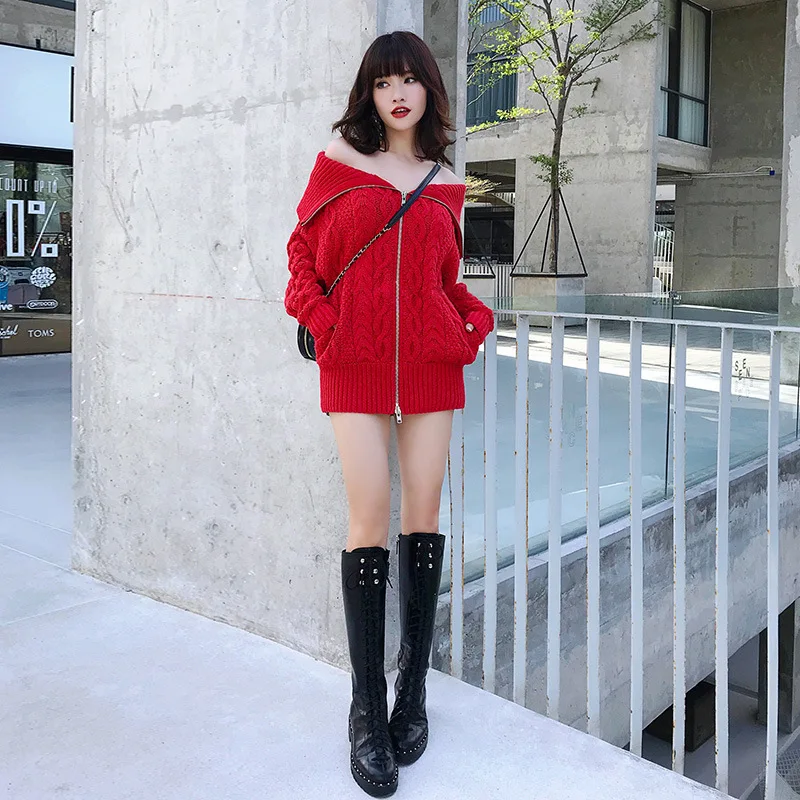 

High Street Women's Cardigans Self Portrait 2018 Autumn Sexy Off Shoulder Knitted Coat Female Sweaters High Quality Clothes New