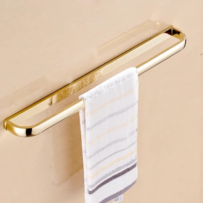 single towel bar Набор аксессуаров для ванной комнаты, Золотой квадратный держатель бумаги, полотенцесушитель, мыльница, вешалка для полотенец, стеклянная полка держать полотенец для ванной набор - Цвет: single towel bar