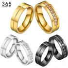 Кольцо обручальное из нержавеющей стали с фианитом, 6 мм, 3 цвета