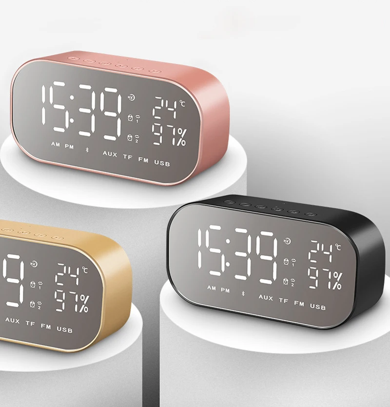 Светодиодный Будильник с fm-радио беспроводной Bluetooth динамик поддержка Aux TF музыкальный плейер с интерфейсом USB беспроводной для офиса спальни
