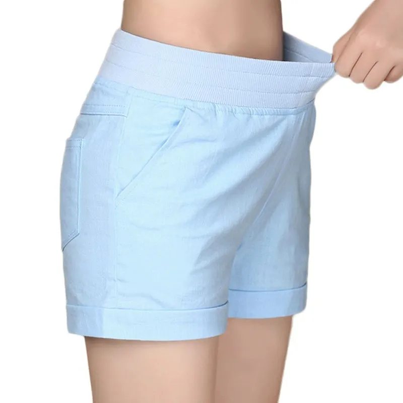 

YGYEEG Summer Women's Home Casual Elastic Waist Cotton Linen Shorts Pocket Candy Colors Cotton Linen Breathable Pockets Bottom
