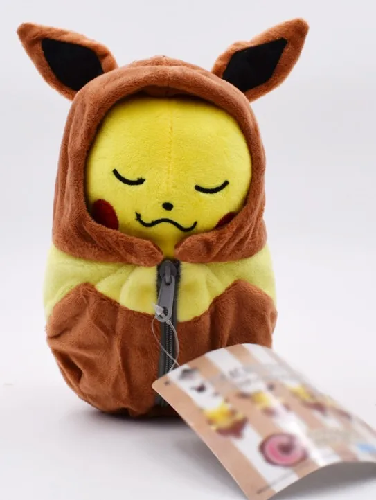 Eevee close eyes Плюшевый Пикачу игрушки куклы косплей Charizard Ekans Eevee спальный мешок мягкие куклы животных на Рождество подарок - Цвет: Eevee close eyes