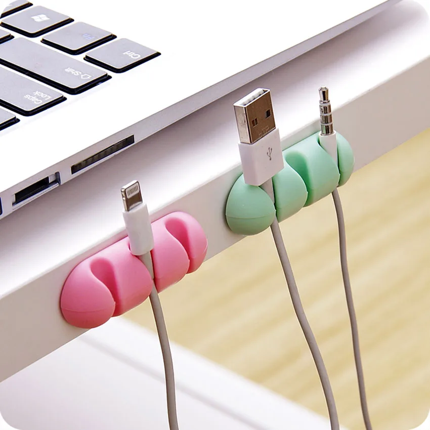 2 шт./лот самоклеющийся кабельный зажим настольный USB шнур провод крепления