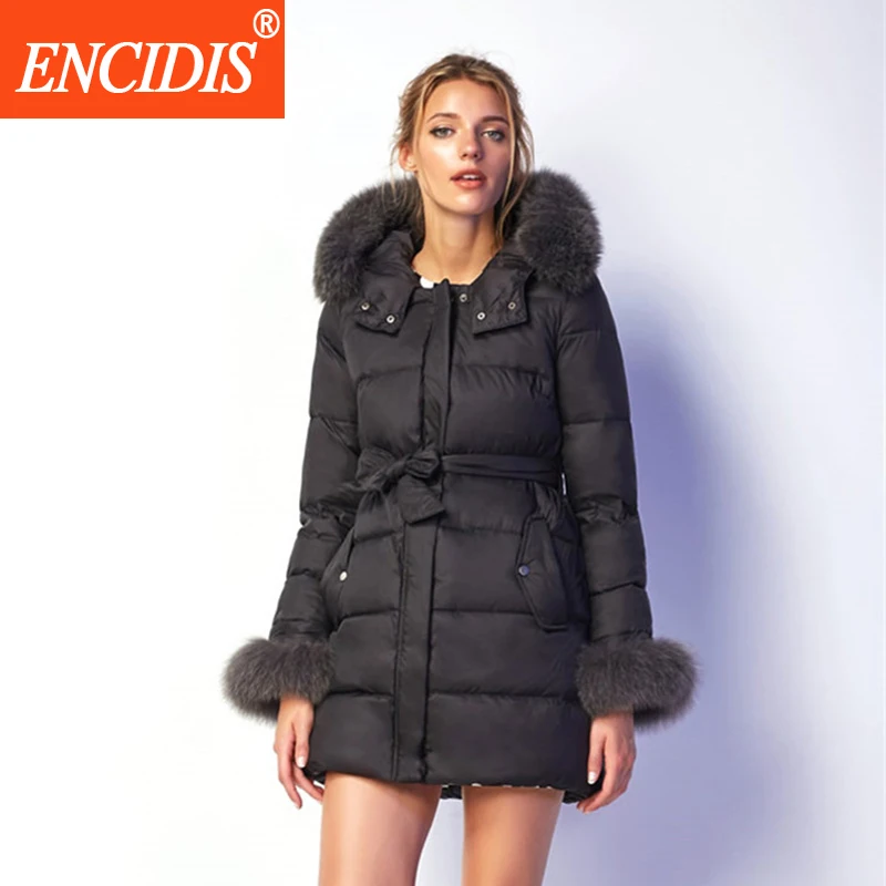 Женская мода Вниз Пальто Зима 2017 Новый Дамы С Капюшоном Куртки Женские Длинные