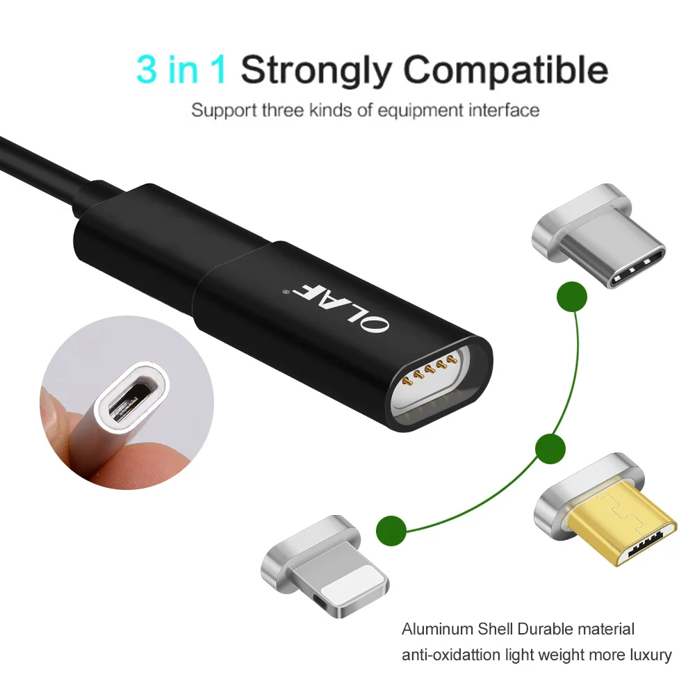 OLAF Магнитный USB Micro Женский к Тип C/для iphone X 8 7 6/Micro разъем конвертер C Android магнит