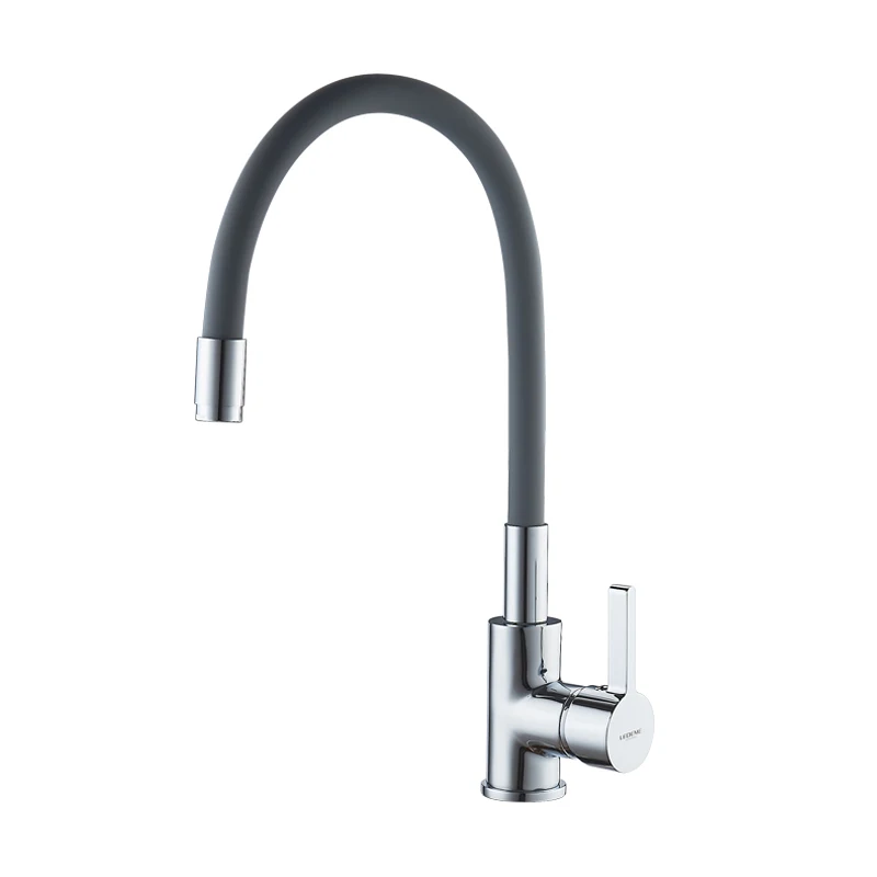 L4898-9 LEDEME Смеситель для кухни с силиконовым изливом латунь L4898 - Цвет: L4898-9