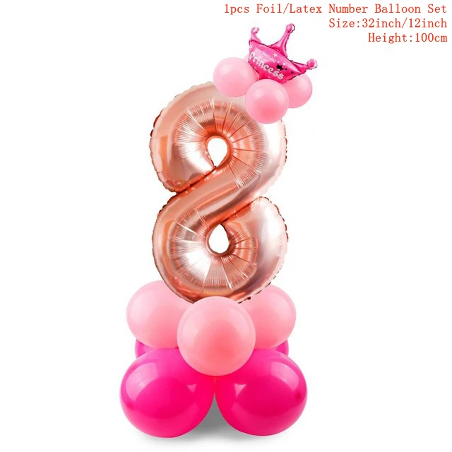 rose pink 8 TAOUP Корона воздушные шары-цифры шариковые аксессуары с днем рождения детей шары на день рождения балон гелиевый декор для детского душа - Цвет: rose pink 8