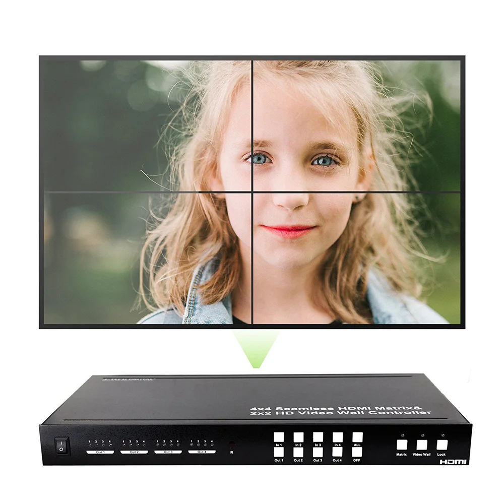 PUZHIJIE PZJ-SMX44 бесшовный 4x4 HDMI матричный селектор переключатель с четырьмя картинками мультипросмотра 2x2 видео настенный контроллер