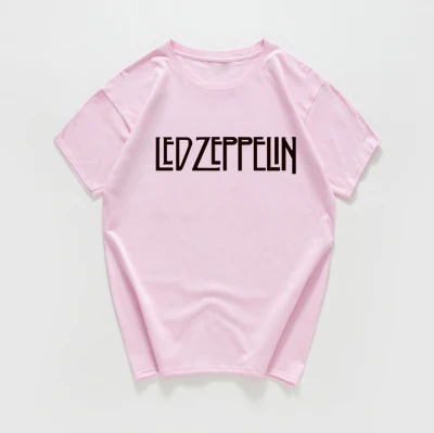 Led zeppelin, жесткая рок футболка для женщин, хлопок размера плюс, повседневная Летняя женская футболка, винтажная уличная футболка, femme, harajuku - Цвет: B434MT pink