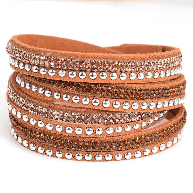 Miasol двойной обёрточная бумага кожа проложить Кристалл Bling Многослойные браслеты обёрточная бумага ped стразы браслеты Bling браслет для женщин подарок