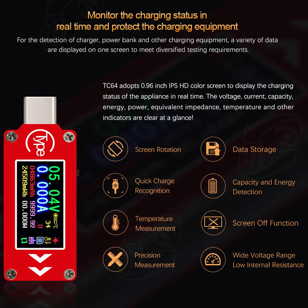 RD USB цветной ЖК-дисплей Напряжение измеритель тока USB Тестер Вольтметр Амперметр батарея зарядный кабель тестер сопротивления