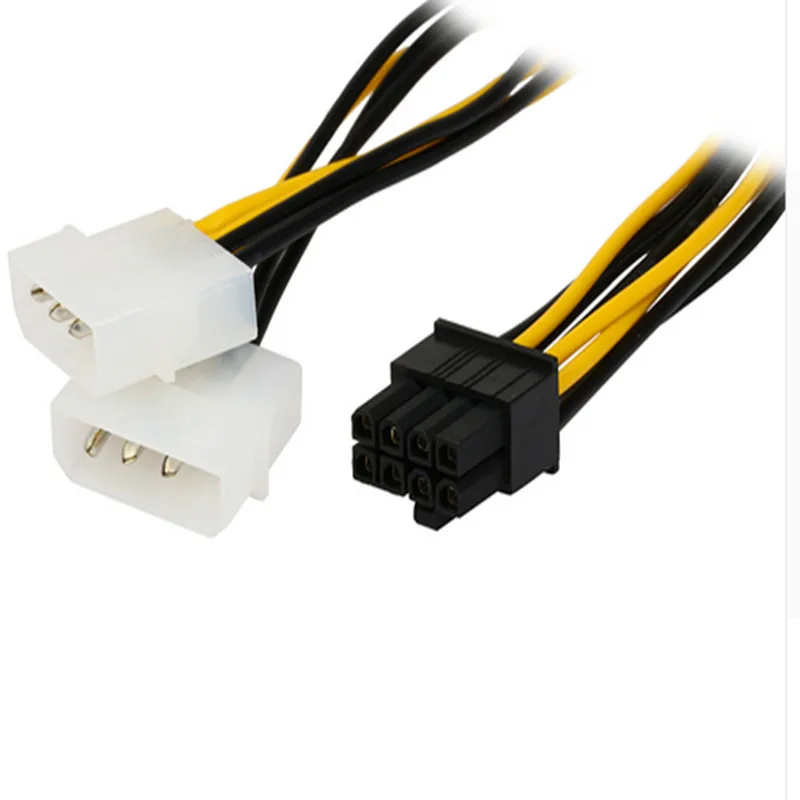 6 дюймов 2 x Кабель преобразователя питания Molex с 4 контактным на 8 контактный PCI Express
