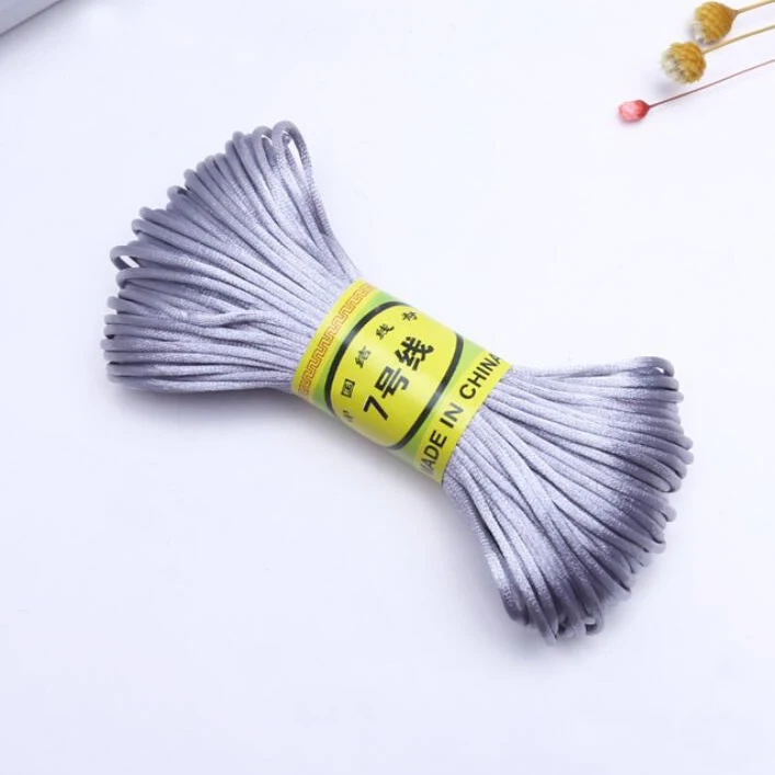 Silver gray 20m Аксессуары для детских прорезывателей, 20 м, прорезыватель, ожерелье, шнур, сделай сам, для ювелирных изделий, подвески, ожерелье, кулон, инструмент, 1,5 мм, ручная вязка, шнуры, Шелковый Канат - Цвет: Silver gray 20m