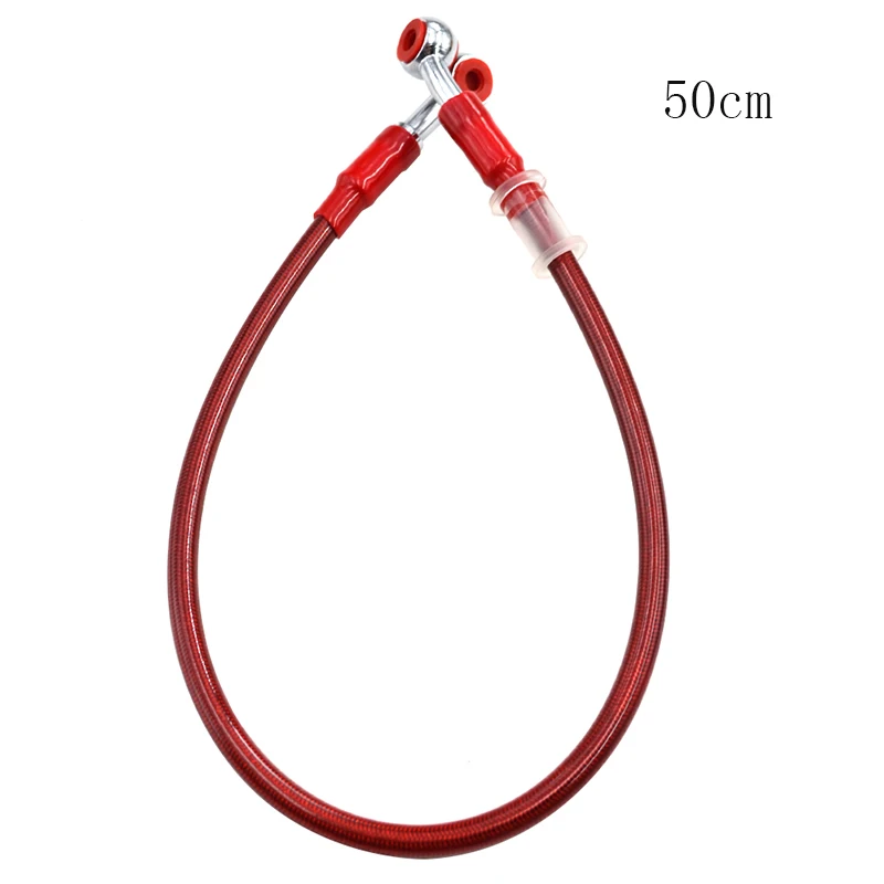Red 50cm Мотоцикл 50 см 60 см 65 см Байк Плетеный Стальной гидравлический усиленный тормозной провод клатч Масляный шланг Универсальный Fit Racing MX - Цвет: Red 50cm