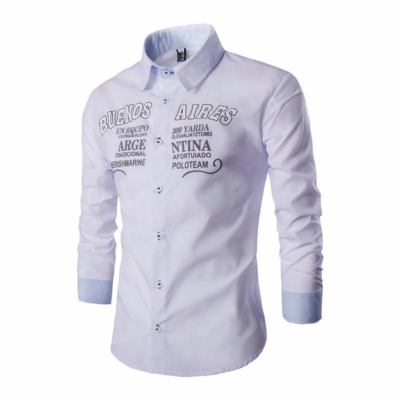 

ZOGAA Brand 2018 Casual Shirts Men Long Sleeve Fashion Men's Shirt Print Letter Black White Male Office Dress Shirt Men Camisa