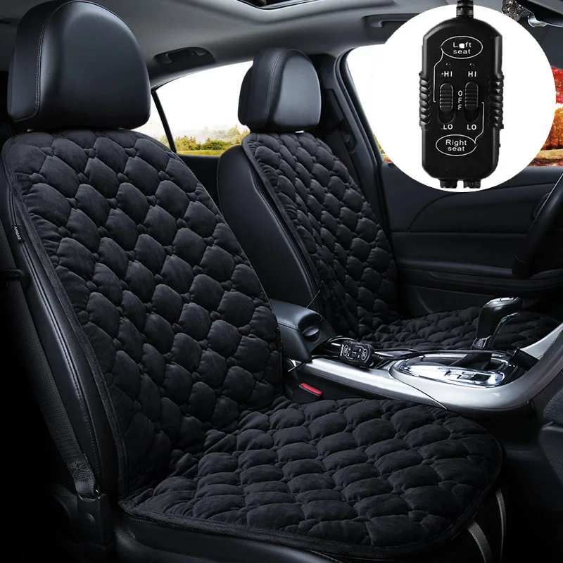 Black 2pcs Сиденье с подогревом для автомобиля 12 В, покрытие для автомобиля, грелки, подушка, универсальные электрические товары, зима, теплое заднее сиденье, тепло, авто аксессуары - Название цвета: Black 2pcs