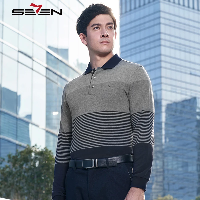 Seven7 бренд 2018 новая полосатая футболка с длинным рукавом для мужчин повседневная