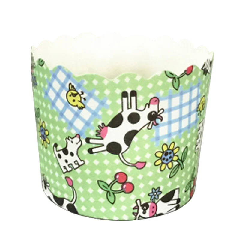 100 шт. зеленые Молочные фермы коровы собаки обезьяны ягоды выпечки кекс чашки