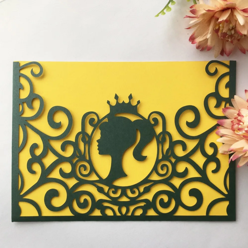 20pcs/lot Elegant Girl Princess Pearl Paper Wedding Invitation 16th Birthday Party Greeting Blessing Card Adult Ceremony | Дом и сад