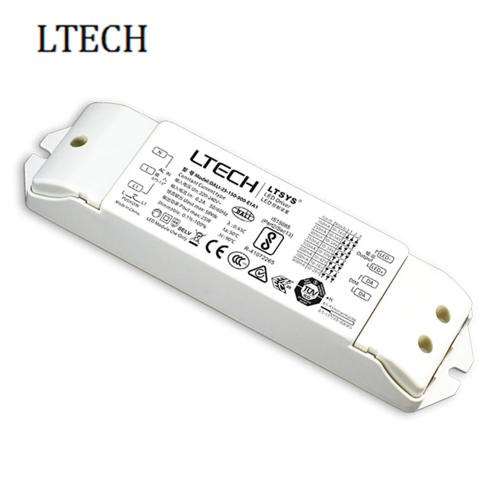 Ltech постоянный ток DALI Диммируемый драйвер светодиодов 220-240Vac вход 150-900mA/1 5-25 Вт