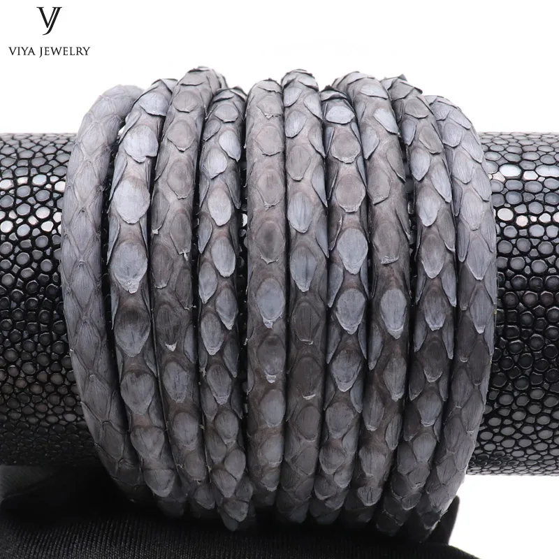 Шнуры из натуральной кожи питона серого цвета для мужчин шнур ювелирных изделий