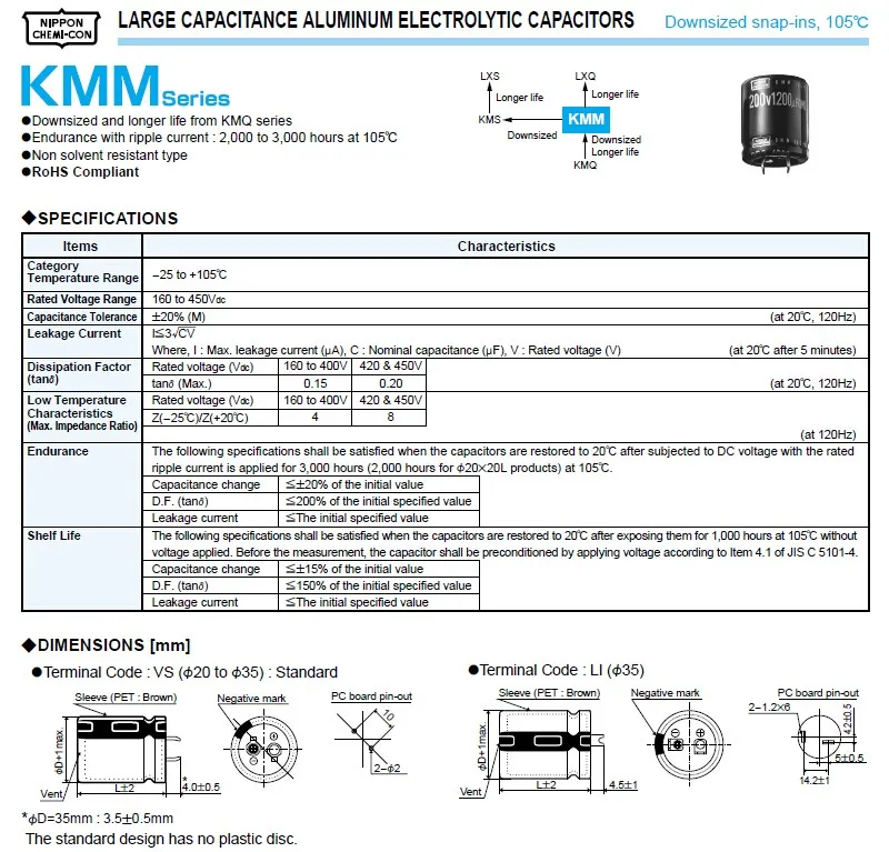 2 шт 220 мкФ 450 в NCC KMM серия 30x35 мм 450V220uF PSU алюминиевый электролитический конденсатор
