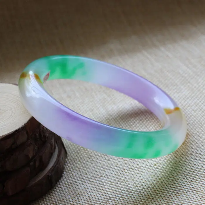 DYY 64 мм Китайский Красивый Лавандовый фиолетовый зеленый нефрит браслет из