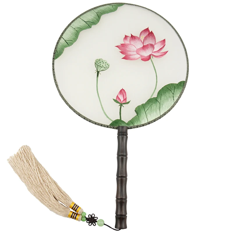 Su вышивка двухсторонняя лотос Китайский классический вентилятор ручной работы |