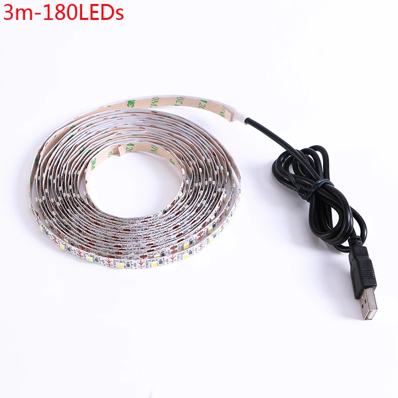 Cветодиодная лента DC 5 V USB SMD 3528 RGB Гибкий свет лампы светодиодные ТВ фонового освещения клейкая лента 50 см 1 м 2 м 3 м 4 м 5