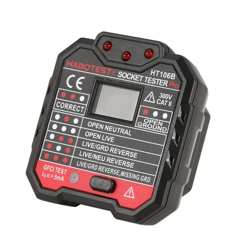 HABOTEST HT106B Socket Testers Voltage Test detector AU Plug Ground Zero Line Polarity Phase Check |